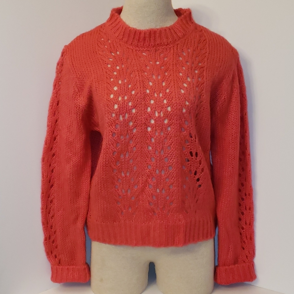 Woven Heart Nordstrom Hot Pink Open Knit Sweater